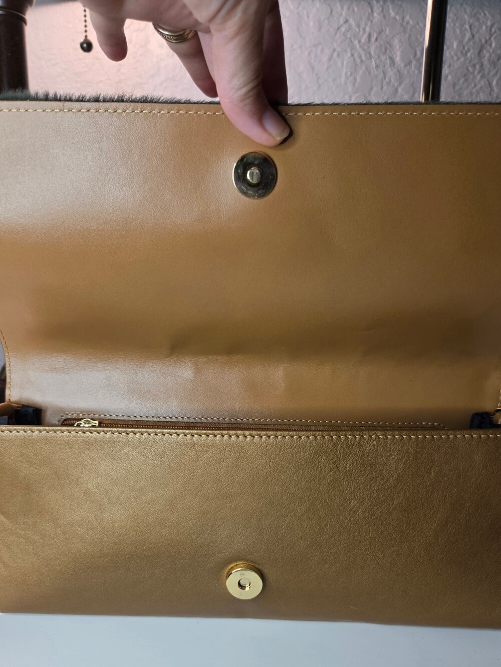 RESERVED***Longchamp Artwalk Cuir Leather Suede & Calf Hair Shoulder Bag Clutch - Picture 11 of 16